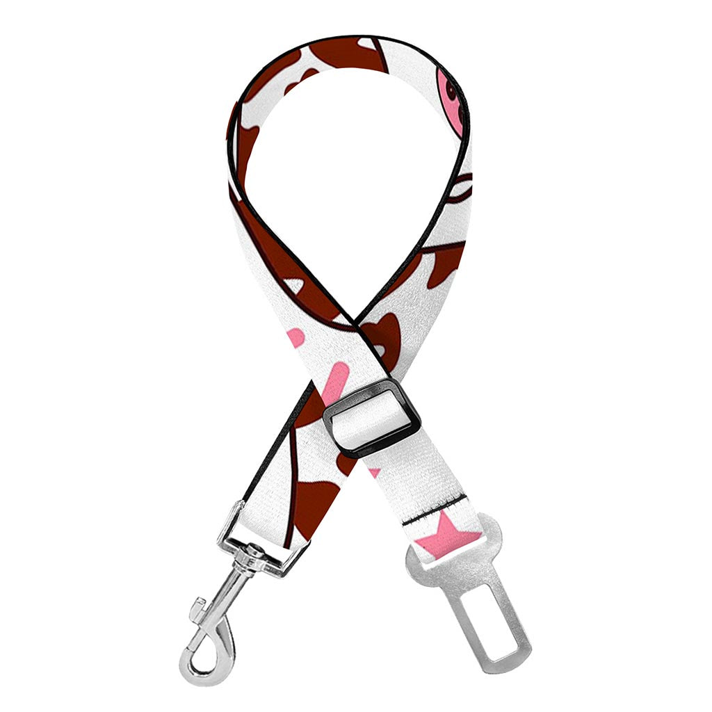 Cartoon Happy Dairy Cow Pattern Print Dog Seat Belt