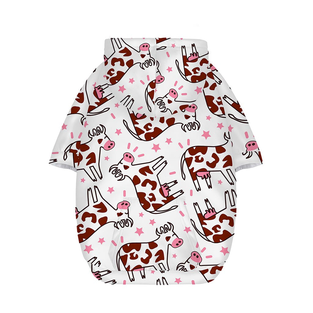 Cartoon Happy Dairy Cow Pattern Print Dog Zip Up Hoodie