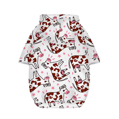 Cartoon Happy Dairy Cow Pattern Print Dog Zip Up Hoodie