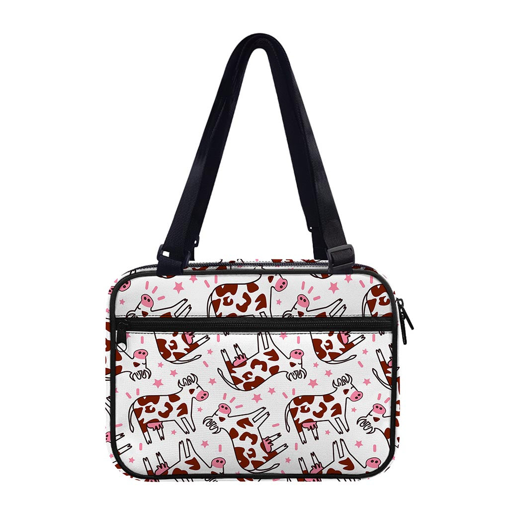 Cartoon Happy Dairy Cow Pattern Print Double Strap Bible Bag