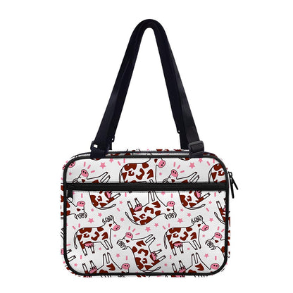 Cartoon Happy Dairy Cow Pattern Print Double Strap Bible Bag