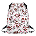 Cartoon Happy Dairy Cow Pattern Print Drawstring Backpack