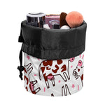Cartoon Happy Dairy Cow Pattern Print Drawstring Makeup Bag