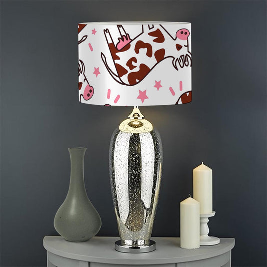 Cartoon Happy Dairy Cow Pattern Print Drum Lamp Shade