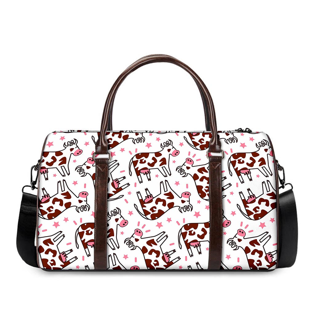 Cartoon Happy Dairy Cow Pattern Print Duffle Bag
