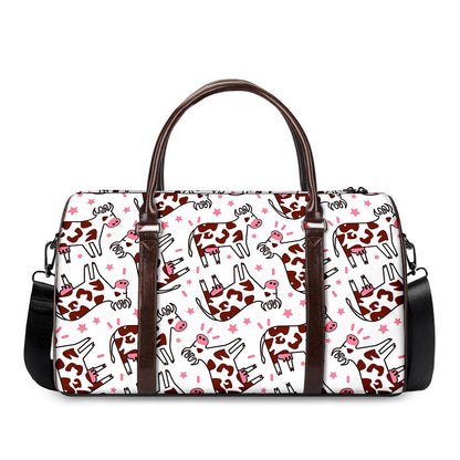 Cartoon Happy Dairy Cow Pattern Print Duffle Bag
