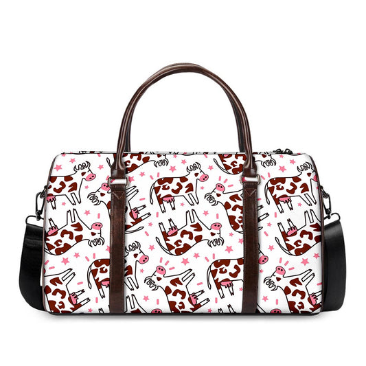 Cartoon Happy Dairy Cow Pattern Print Duffle Bag