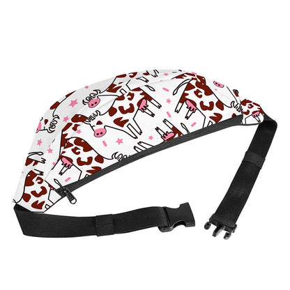 Cartoon Happy Dairy Cow Pattern Print Fanny Pack
