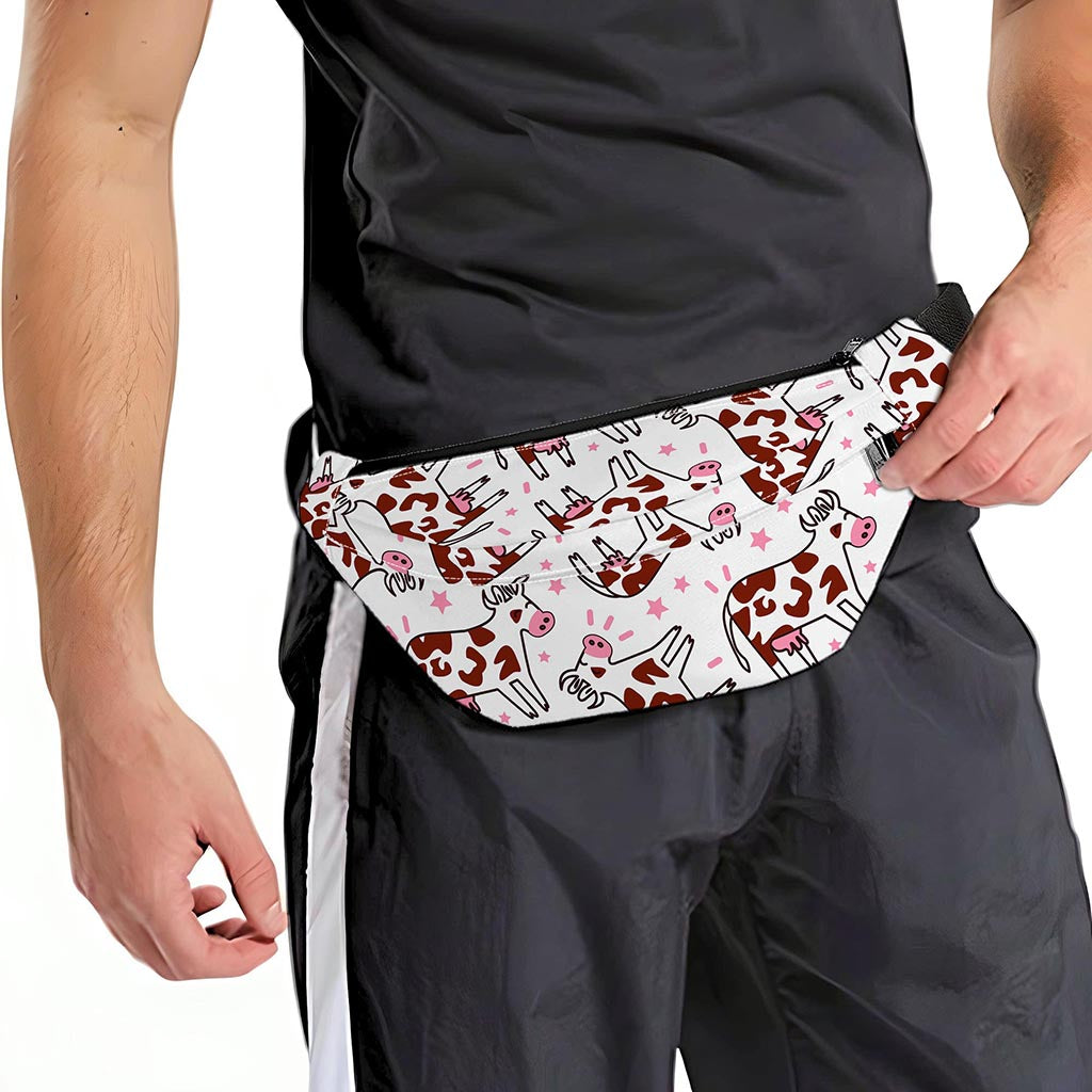 Cartoon Happy Dairy Cow Pattern Print Fanny Pack