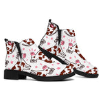 Cartoon Happy Dairy Cow Pattern Print Flat Ankle Boots