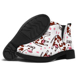 Cartoon Happy Dairy Cow Pattern Print Flat Ankle Boots