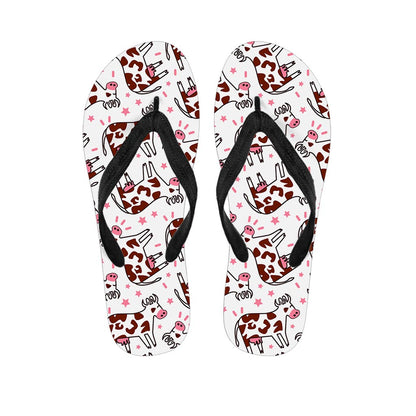Cartoon Happy Dairy Cow Pattern Print Flip Flops