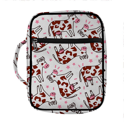 Cartoon Happy Dairy Cow Pattern Print Front Pocket Bible Bag