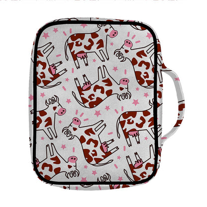 Cartoon Happy Dairy Cow Pattern Print Front Pocket Bible Bag