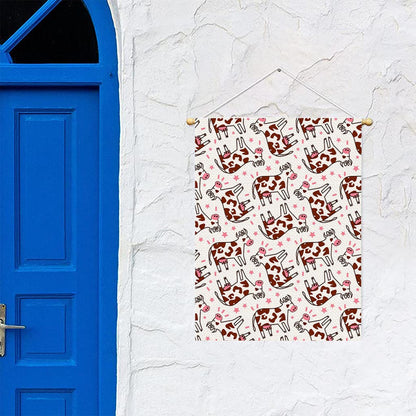 Cartoon Happy Dairy Cow Pattern Print Garden Flag