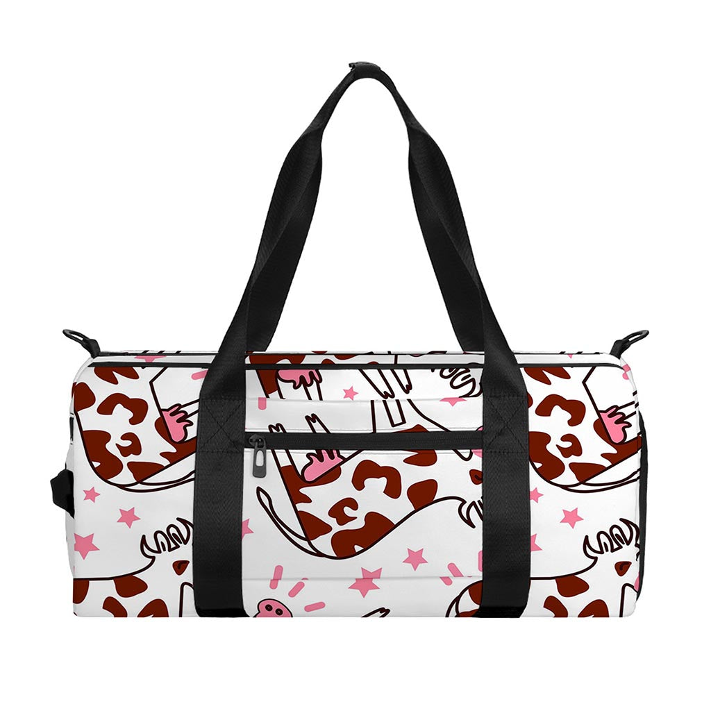 Cartoon Happy Dairy Cow Pattern Print Gym Bag