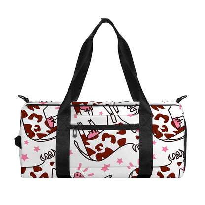 Cartoon Happy Dairy Cow Pattern Print Gym Bag