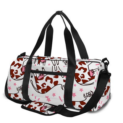Cartoon Happy Dairy Cow Pattern Print Gym Bag