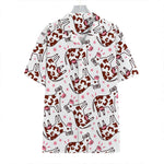 Cartoon Happy Dairy Cow Pattern Print Hawaiian Shirt