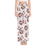 Cartoon Happy Dairy Cow Pattern Print High Slit Maxi Skirt