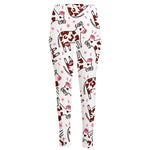 Cartoon Happy Dairy Cow Pattern Print High-Waisted Pocket Leggings