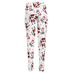 Cartoon Happy Dairy Cow Pattern Print High-Waisted Pocket Leggings