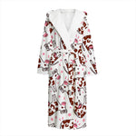 Cartoon Happy Dairy Cow Pattern Print Hooded Bathrobe