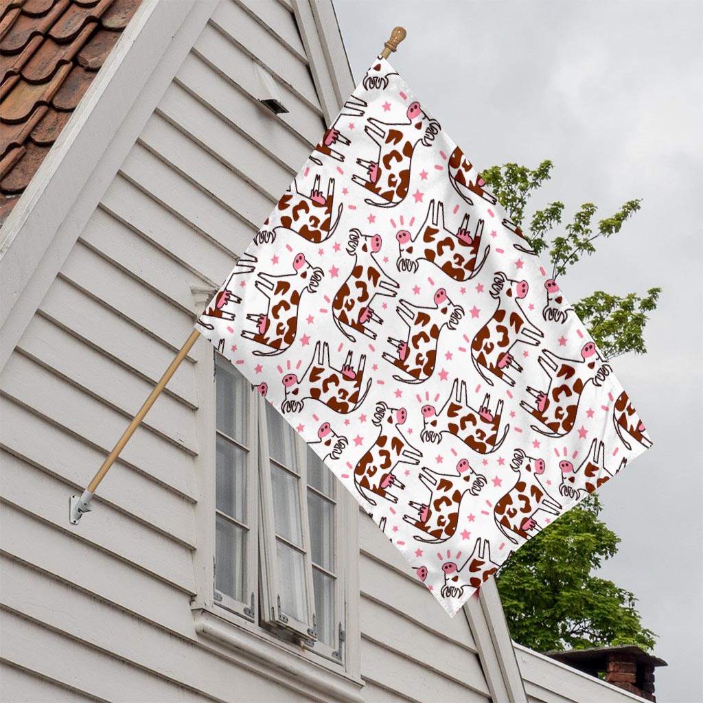 Cartoon Happy Dairy Cow Pattern Print House Flag
