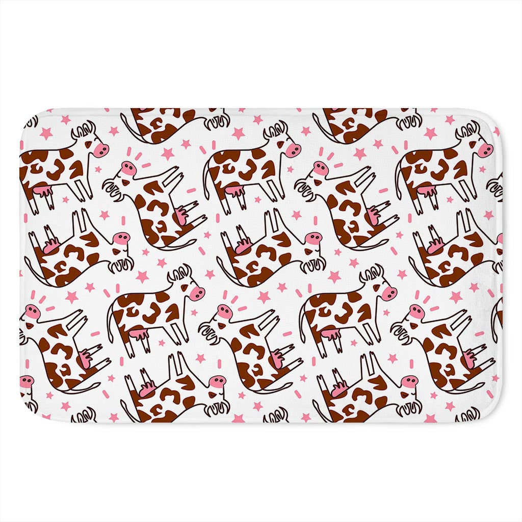 Cartoon Happy Dairy Cow Pattern Print Indoor Door Mat