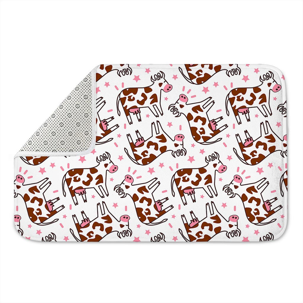 Cartoon Happy Dairy Cow Pattern Print Indoor Door Mat