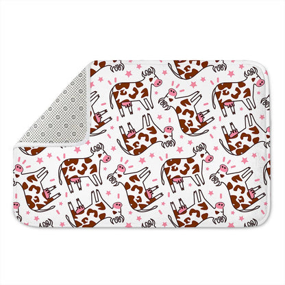 Cartoon Happy Dairy Cow Pattern Print Indoor Door Mat