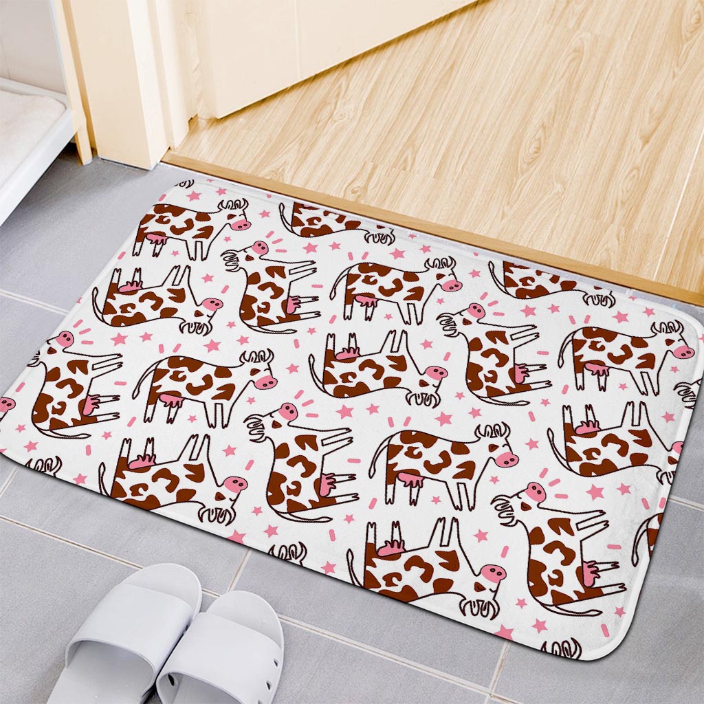 Cartoon Happy Dairy Cow Pattern Print Indoor Door Mat