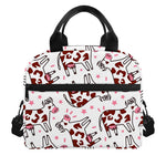 Cartoon Happy Dairy Cow Pattern Print Insulated Lunch Bag