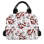 Cartoon Happy Dairy Cow Pattern Print Insulated Lunch Bag