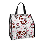 Cartoon Happy Dairy Cow Pattern Print Insulated Lunch Tote