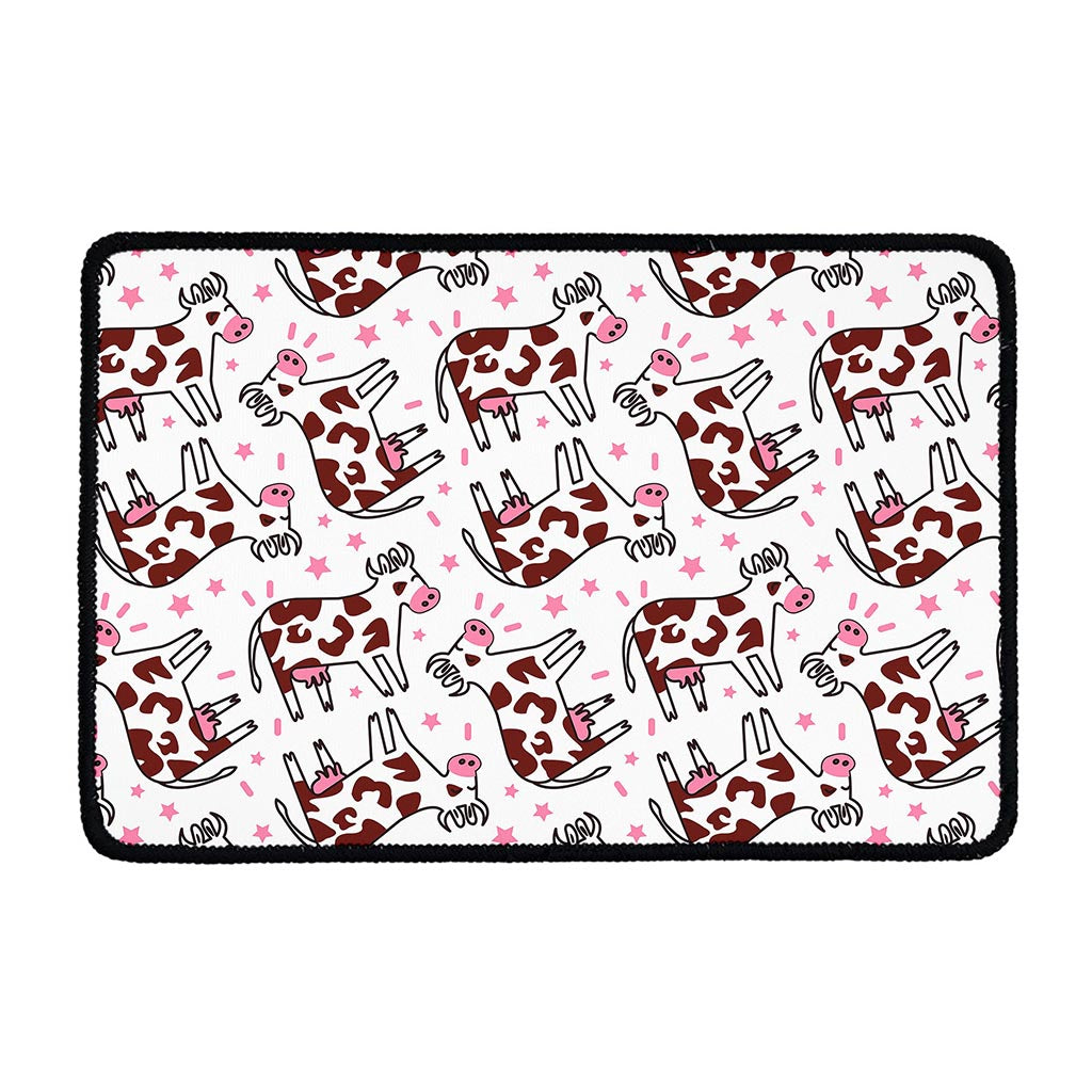 Cartoon Happy Dairy Cow Pattern Print Kitchen Mat