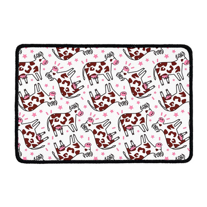 Cartoon Happy Dairy Cow Pattern Print Kitchen Mat