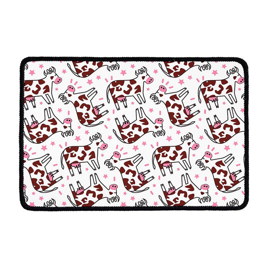 Cartoon Happy Dairy Cow Pattern Print Kitchen Mat