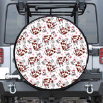 Cartoon Happy Dairy Cow Pattern Print Leather Spare Tire Cover