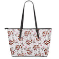 Cartoon Happy Dairy Cow Pattern Print Leather Tote Bag With Zipper