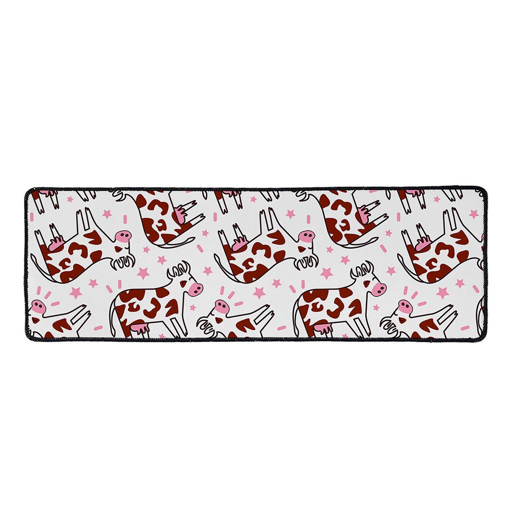 Cartoon Happy Dairy Cow Pattern Print Long Kitchen Mat
