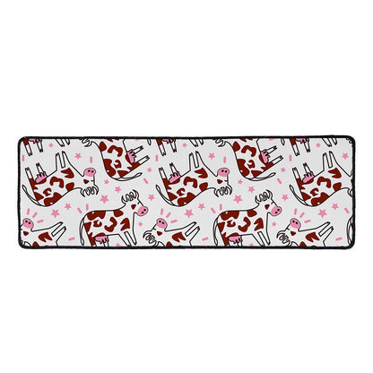 Cartoon Happy Dairy Cow Pattern Print Long Kitchen Mat