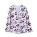 Cartoon Happy Dairy Cow Pattern Print Long Sleeve Short Coat