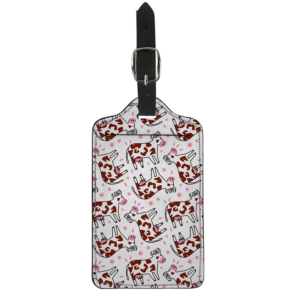 Cartoon Happy Dairy Cow Pattern Print Luggage Tag