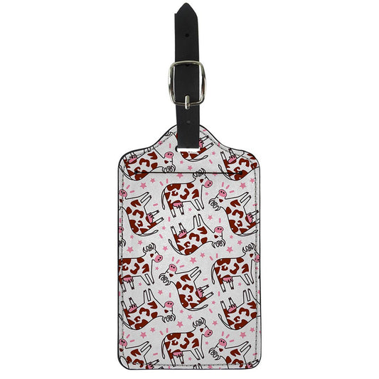 Cartoon Happy Dairy Cow Pattern Print Luggage Tag