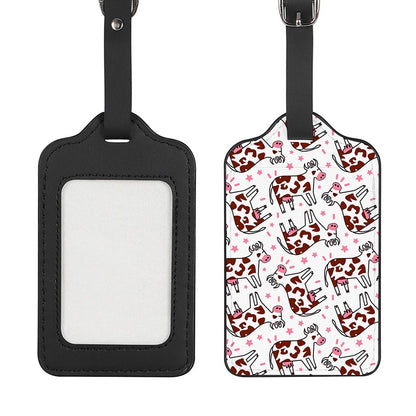 Cartoon Happy Dairy Cow Pattern Print Luggage Tag
