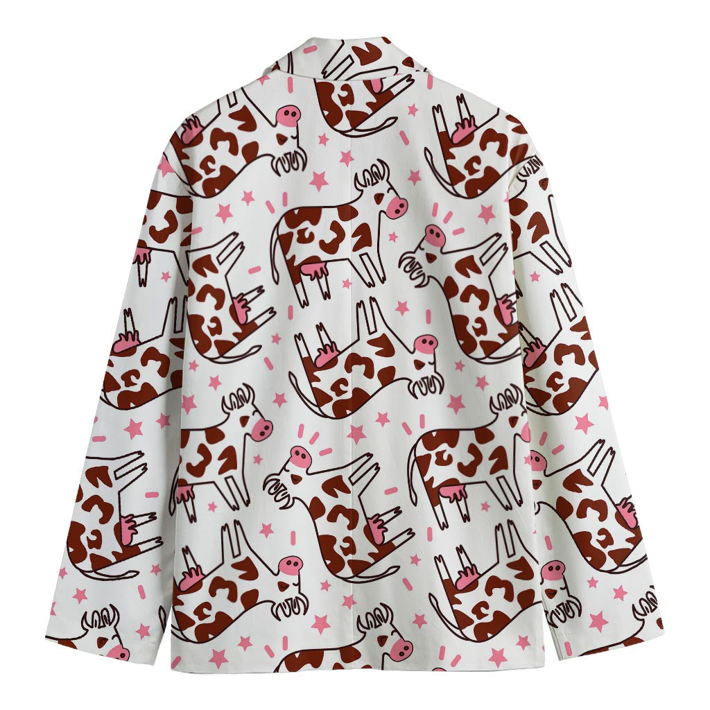 Cartoon Happy Dairy Cow Pattern Print Men's Blazer