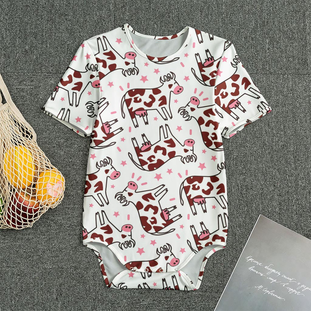 Cartoon Happy Dairy Cow Pattern Print Men's Bodysuit