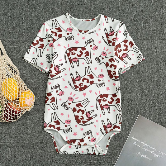 Cartoon Happy Dairy Cow Pattern Print Men's Bodysuit