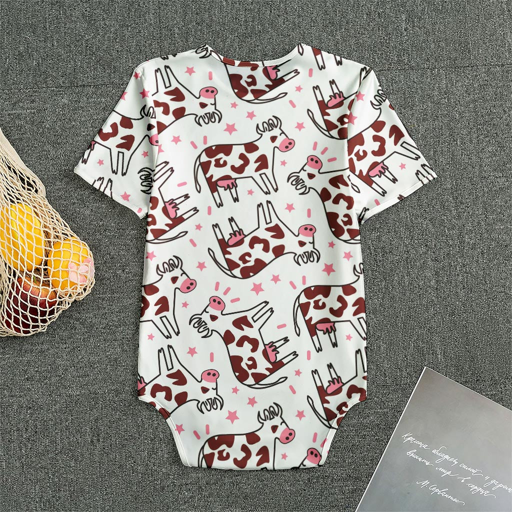 Cartoon Happy Dairy Cow Pattern Print Men's Bodysuit